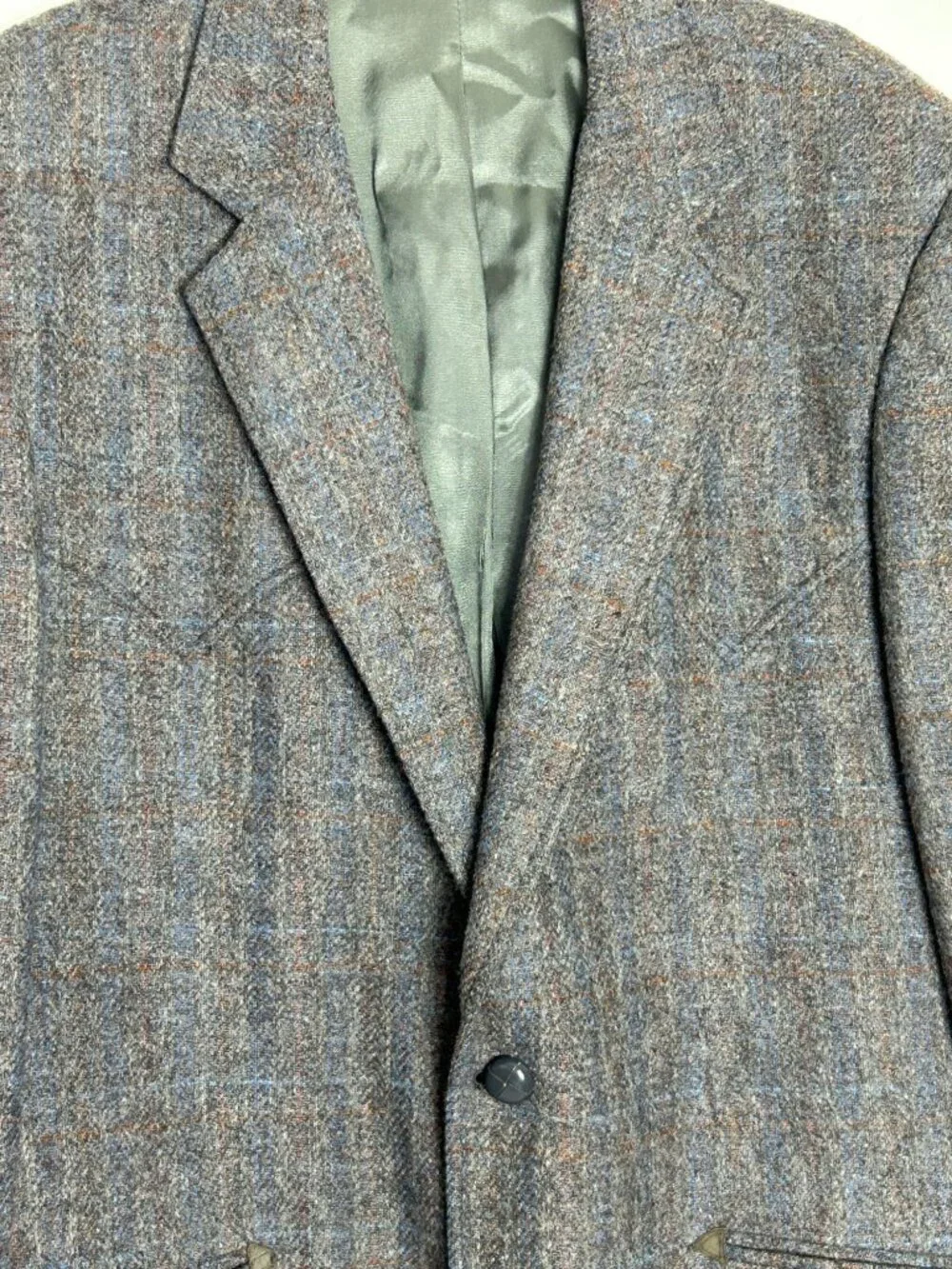Vintage Kenny Rogers Circle S Western Tweed Suit Jacket in Grey Blue - Sz 44L
